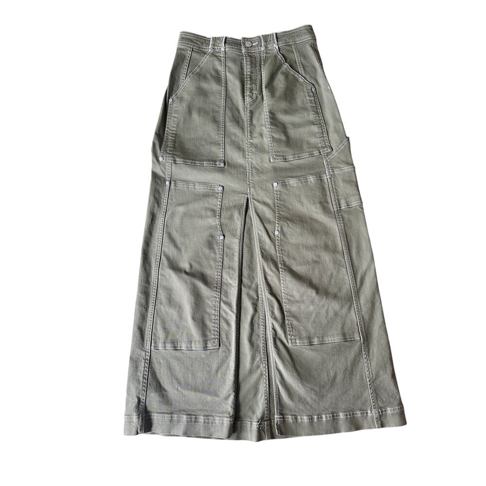Pilcro by Anthropologie Carpenter Maxi Skirt | Moss Green | Size xs workwear - Picture 3 of 9